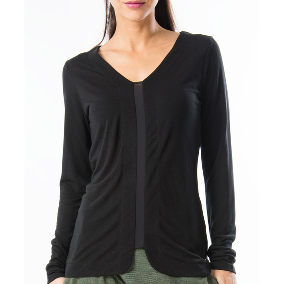 Skunkfunk Tops - Skunkfunk | Black Long Sleeve Sheer Panel Top